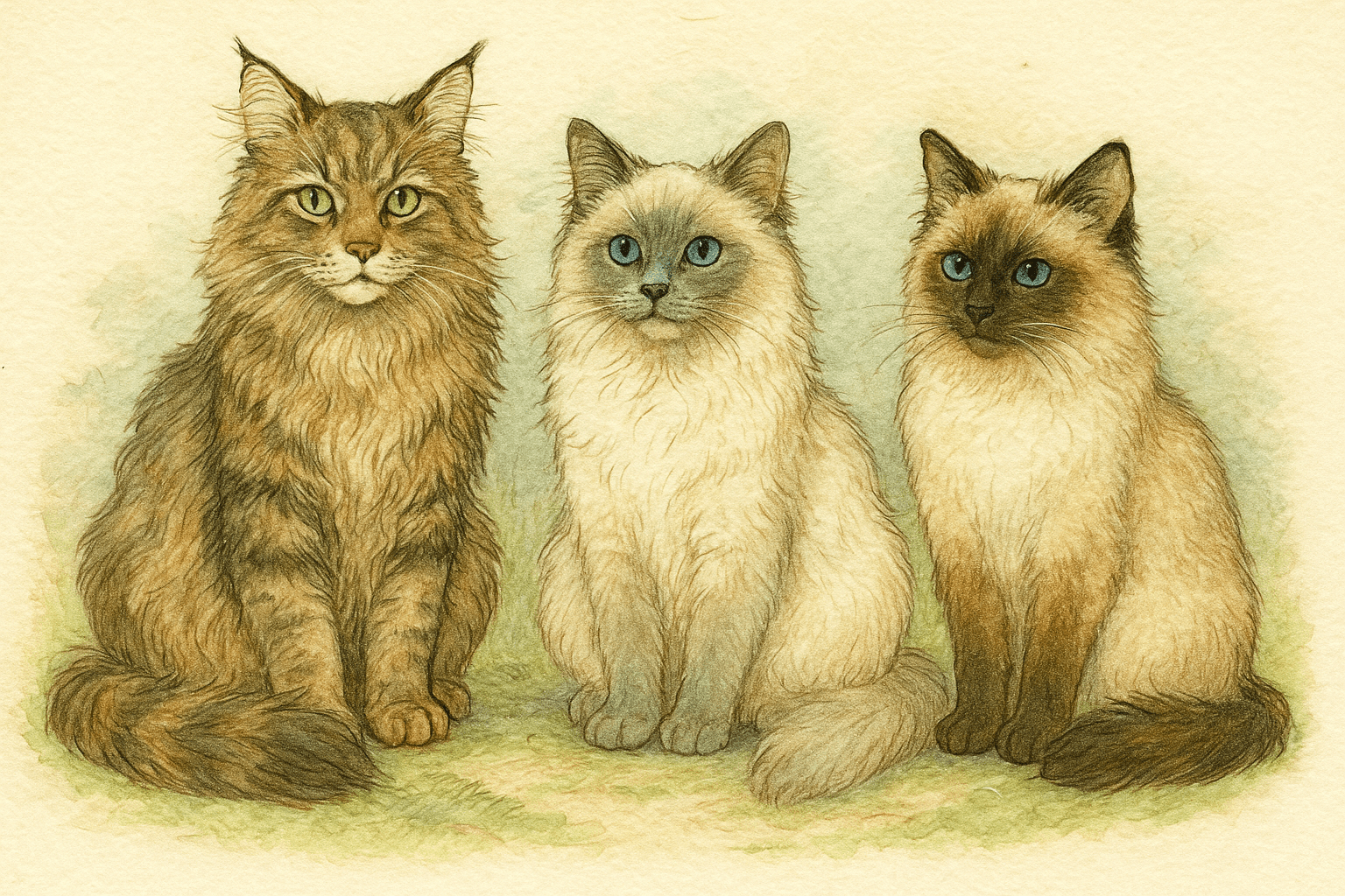 Maine coon, Ragdoll et Sacré de Birmanie