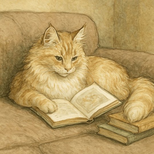 Chat de la Pleiade Maine Coon en pleine lecture
